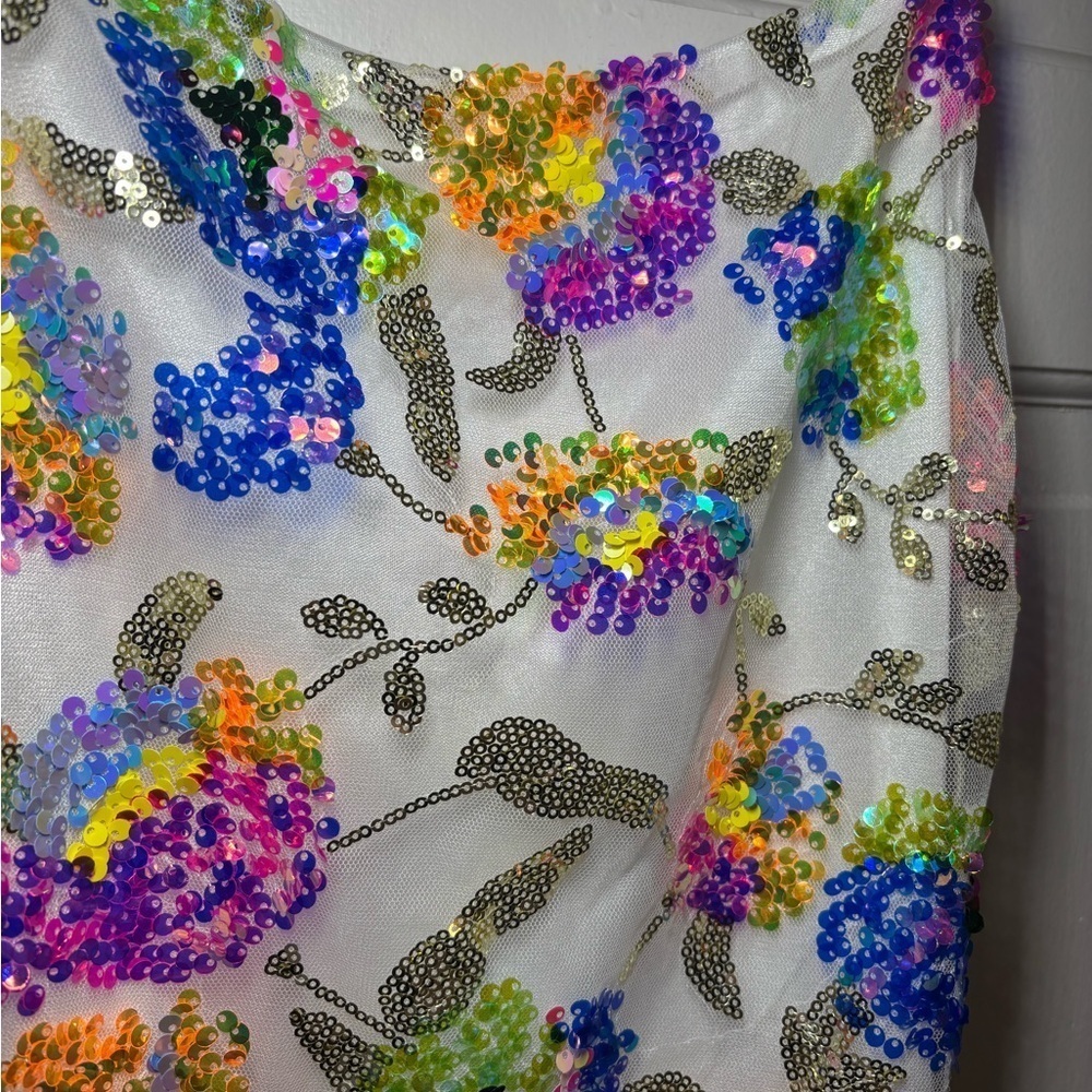 Floral Sequin Dress with Chain Straps - Picture 4 of 5